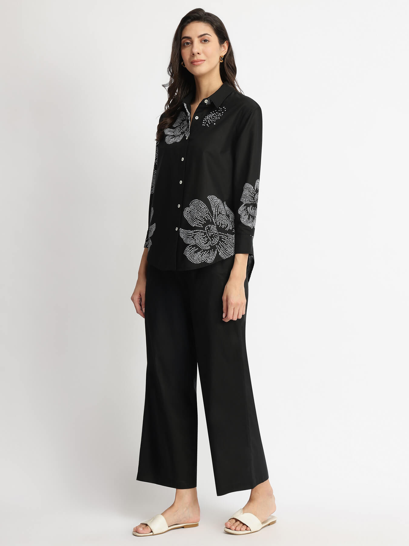 Cotton Bandhani Floral Co-ord Set - Black