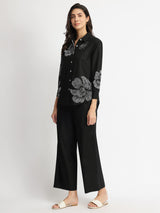 Cotton Bandhani Floral Co-ord Set - Black