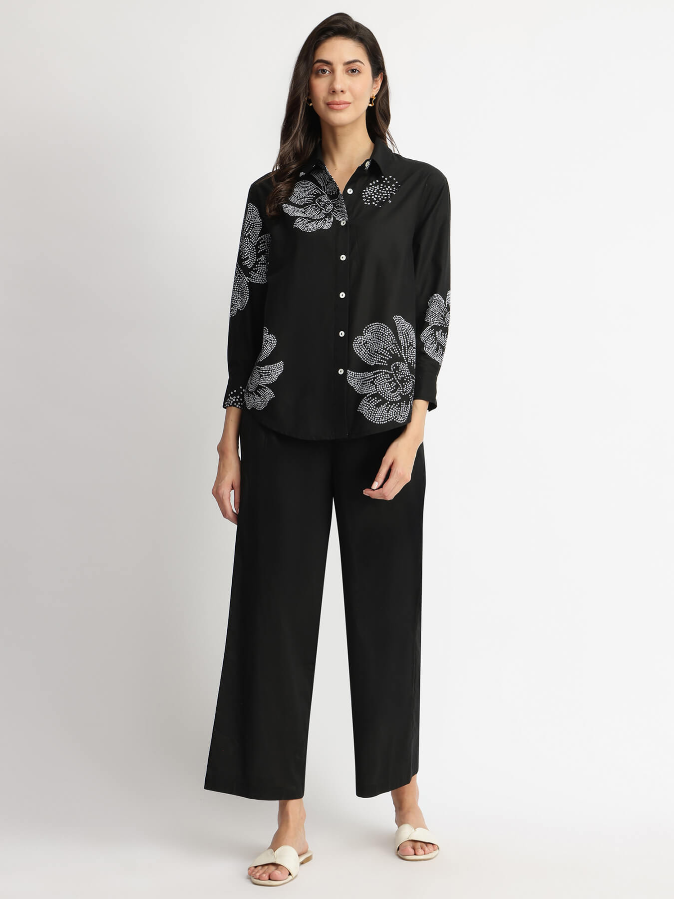 Cotton Bandhani Floral Co-ord Set - Black