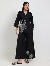 Cotton Floral Co-ord Set - Black & White