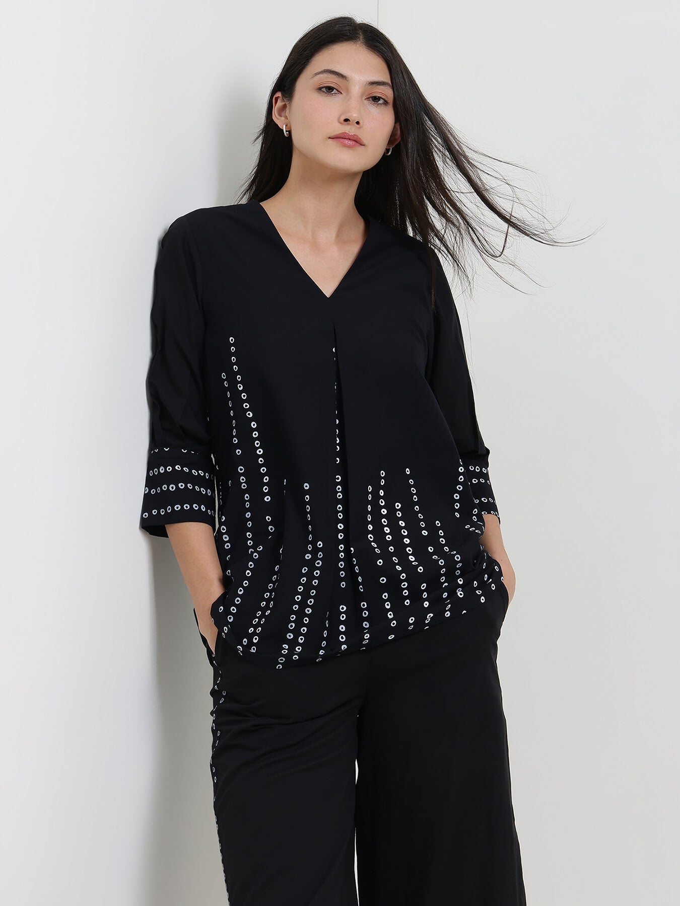 Cotton Bandhani Co-ord Set - Black