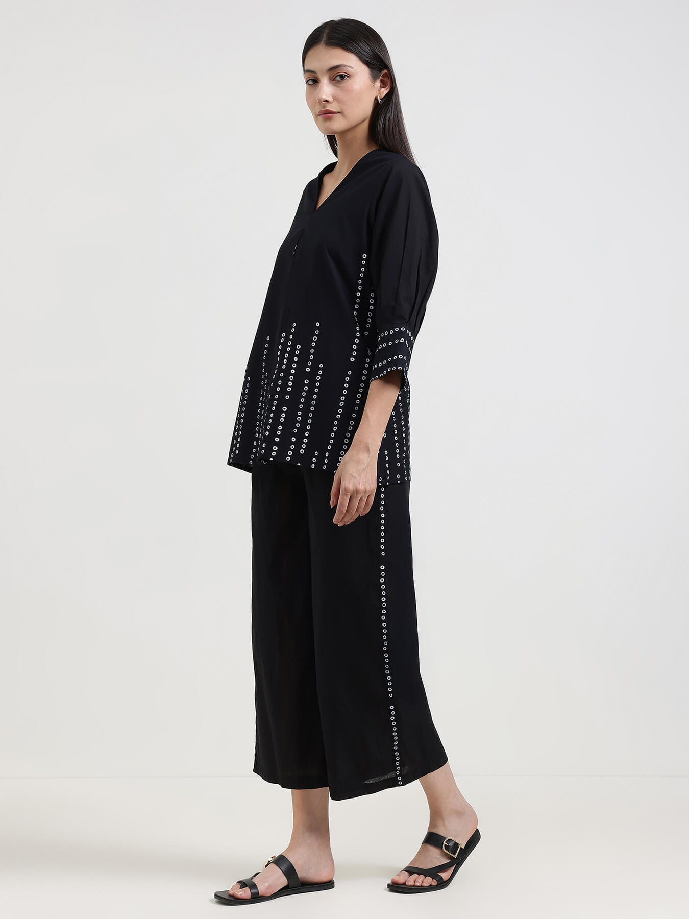 Cotton Bandhani Co-ord Set - Black