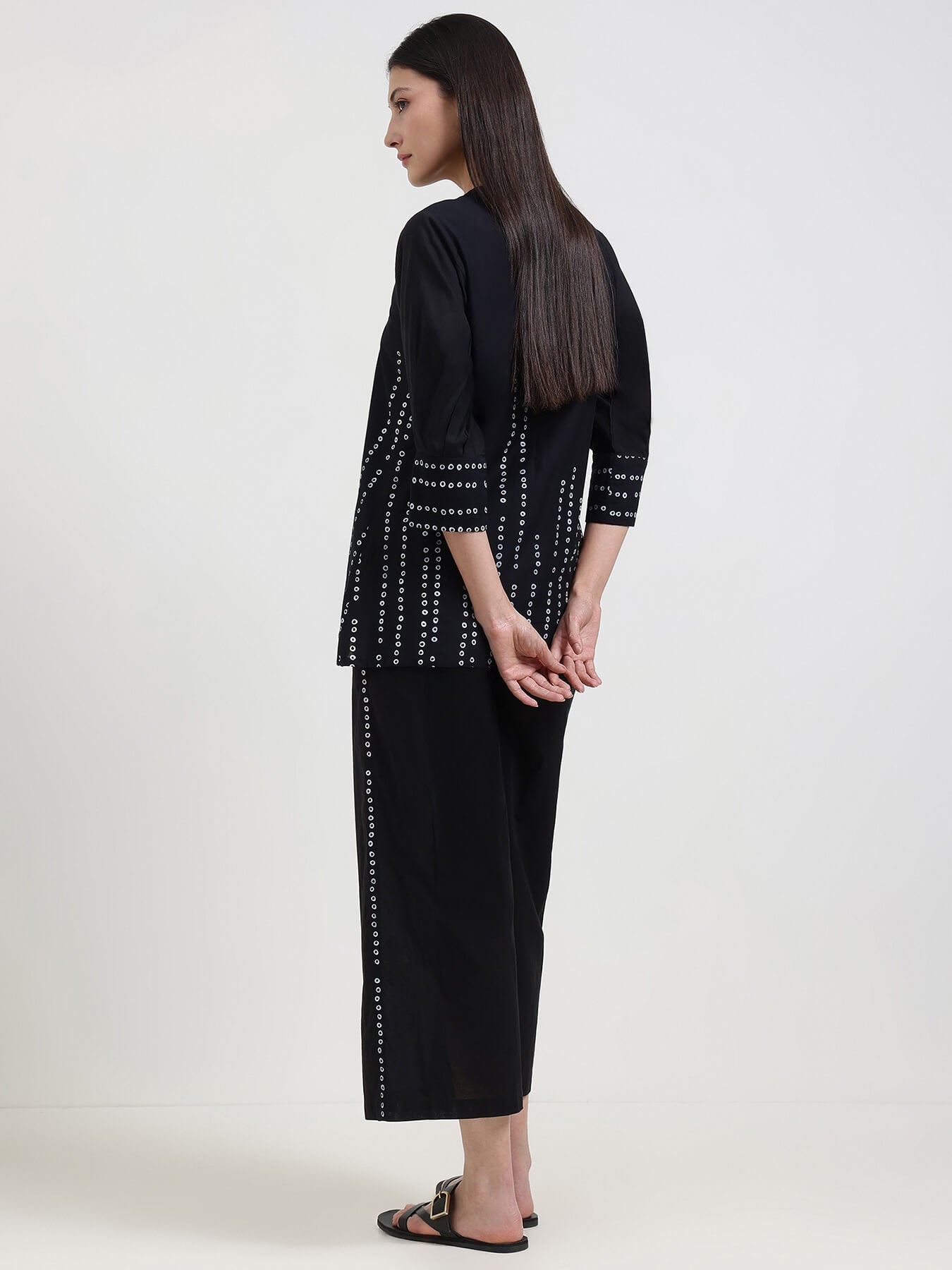 Cotton Bandhani Co-ord Set - Black