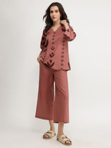 Cotton Floral Co-ord Set - Burgundy