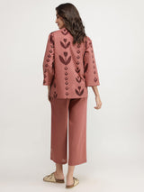 Cotton Floral Co-ord Set - Burgundy