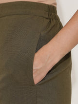 Linen Blend Solid Co-ord Set - Olive