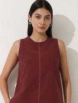 Linen Blend Solid Co-ord Set - Maroon