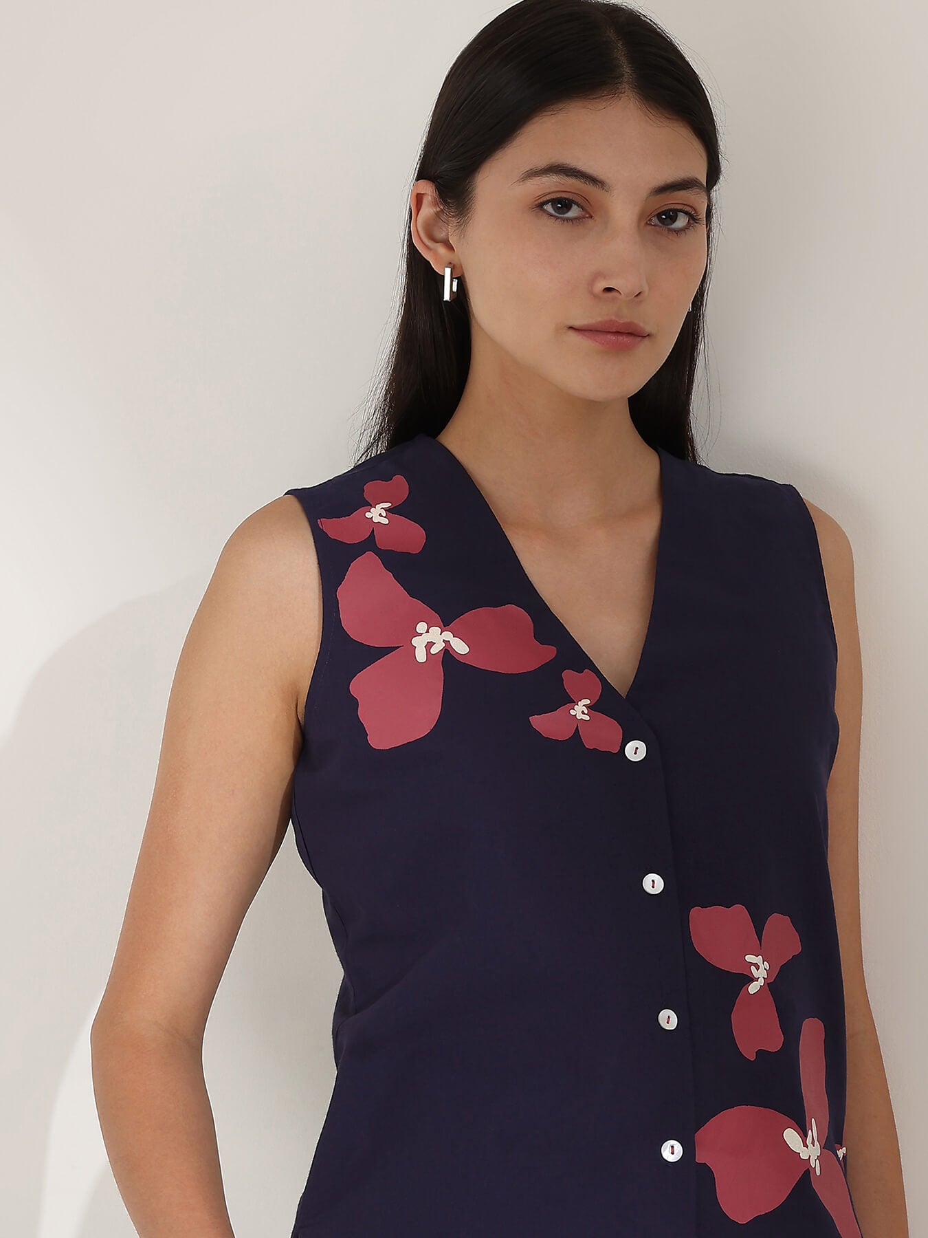 Cotton Floral Co-ord Set - Navy Blue