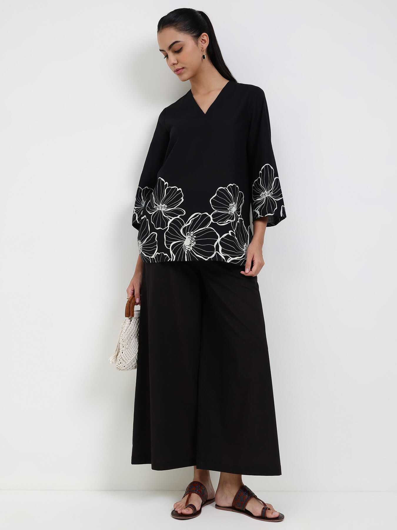 Cotton Floral Co-ord Set - Black