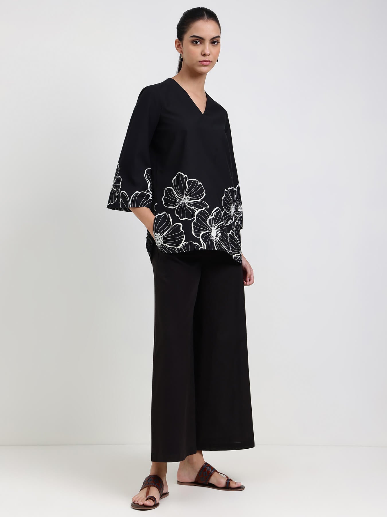 Cotton Floral Co-ord Set - Black