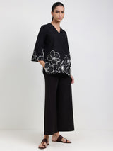 Cotton Floral Co-ord Set - Black