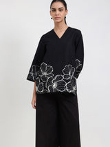 Cotton Floral Co-ord Set - Black