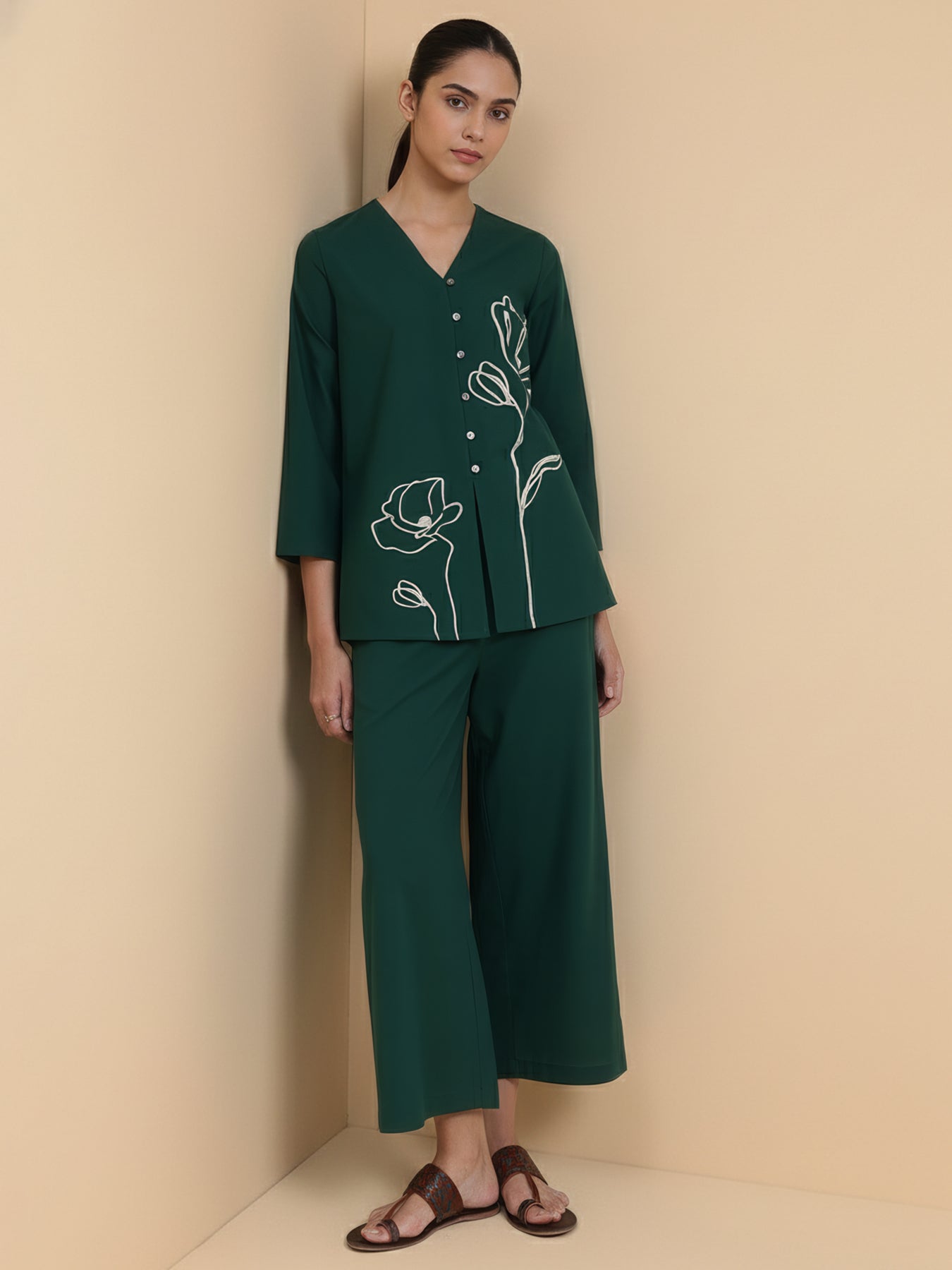 Cotton Floral Co-ord Set - Green