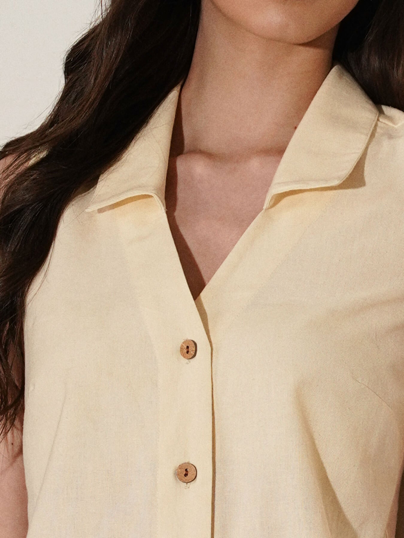 Linen Blend Solid Shirt Style Co-Ord Set - Off White