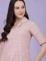 Cotton Solid A-Line Co-ord Set - Pink