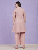 Cotton Solid A-Line Co-ord Set - Pink