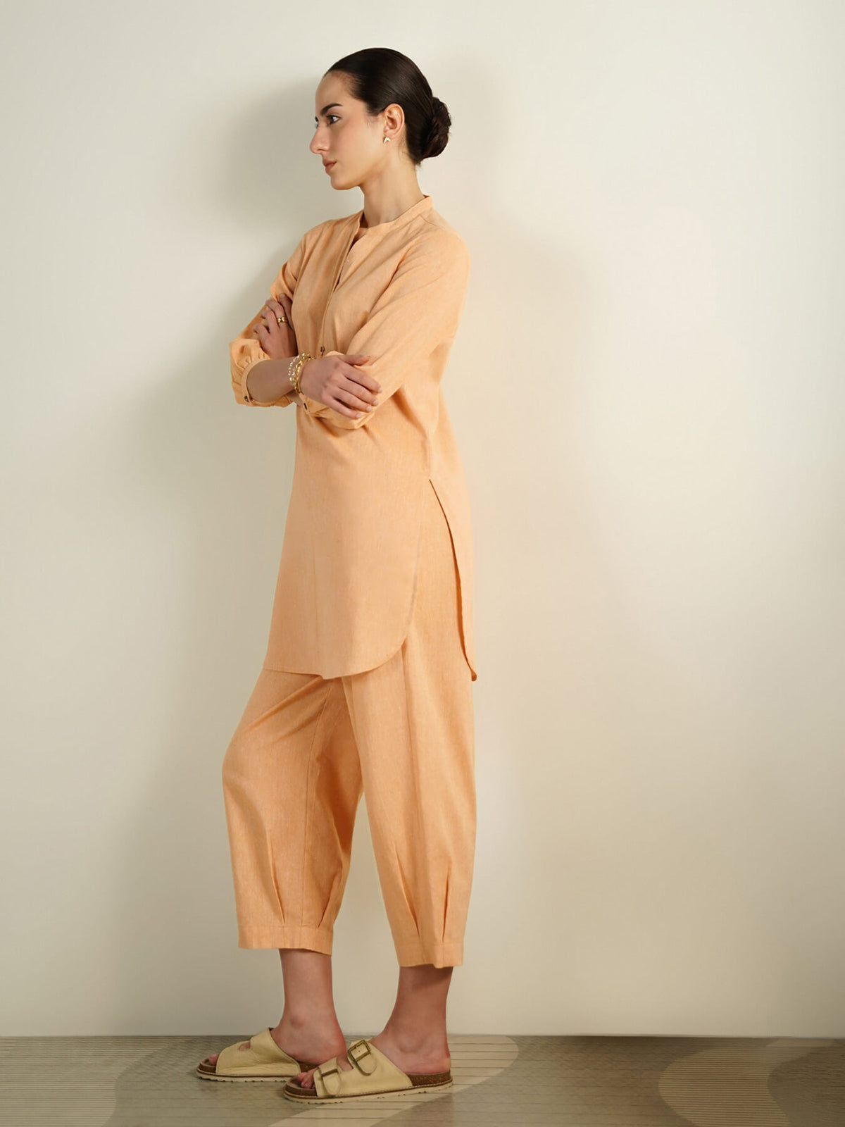 Cotton Woven Design Co-Ord Set - Yellow
