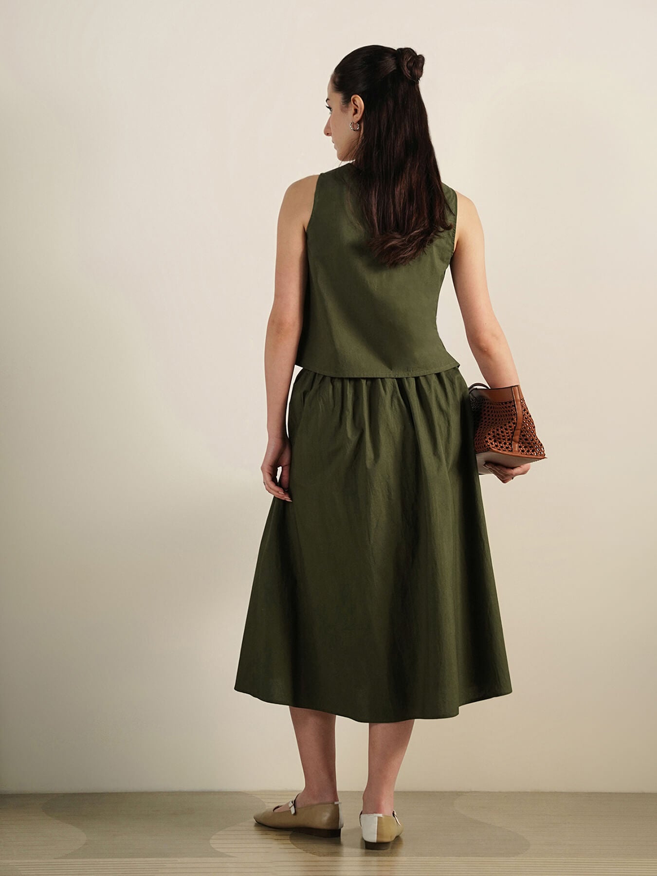 Cotton Solid Co-Ord Set - Olive
