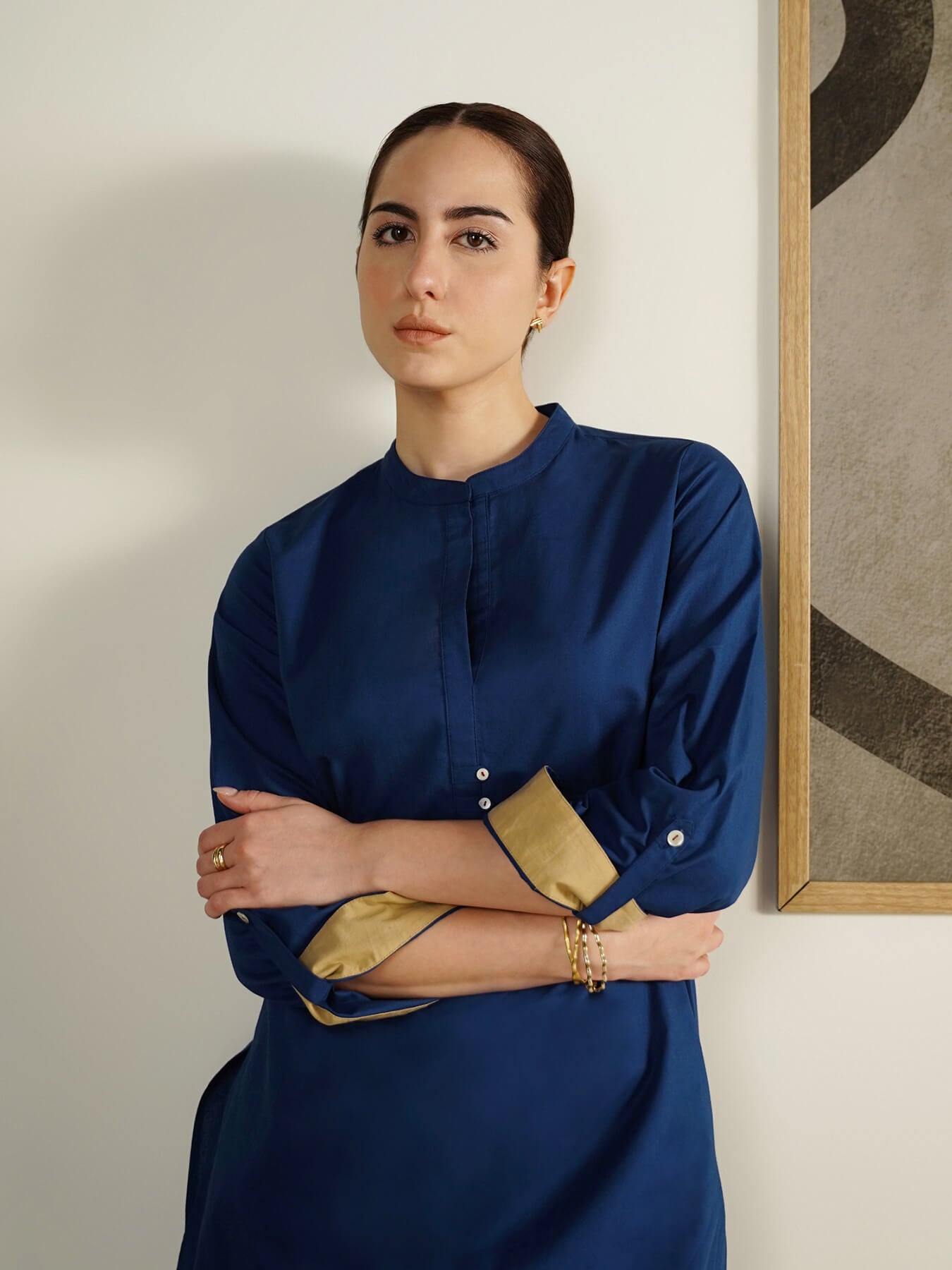 Cotton Solid Regular Fit Co-Ord Set - Blue