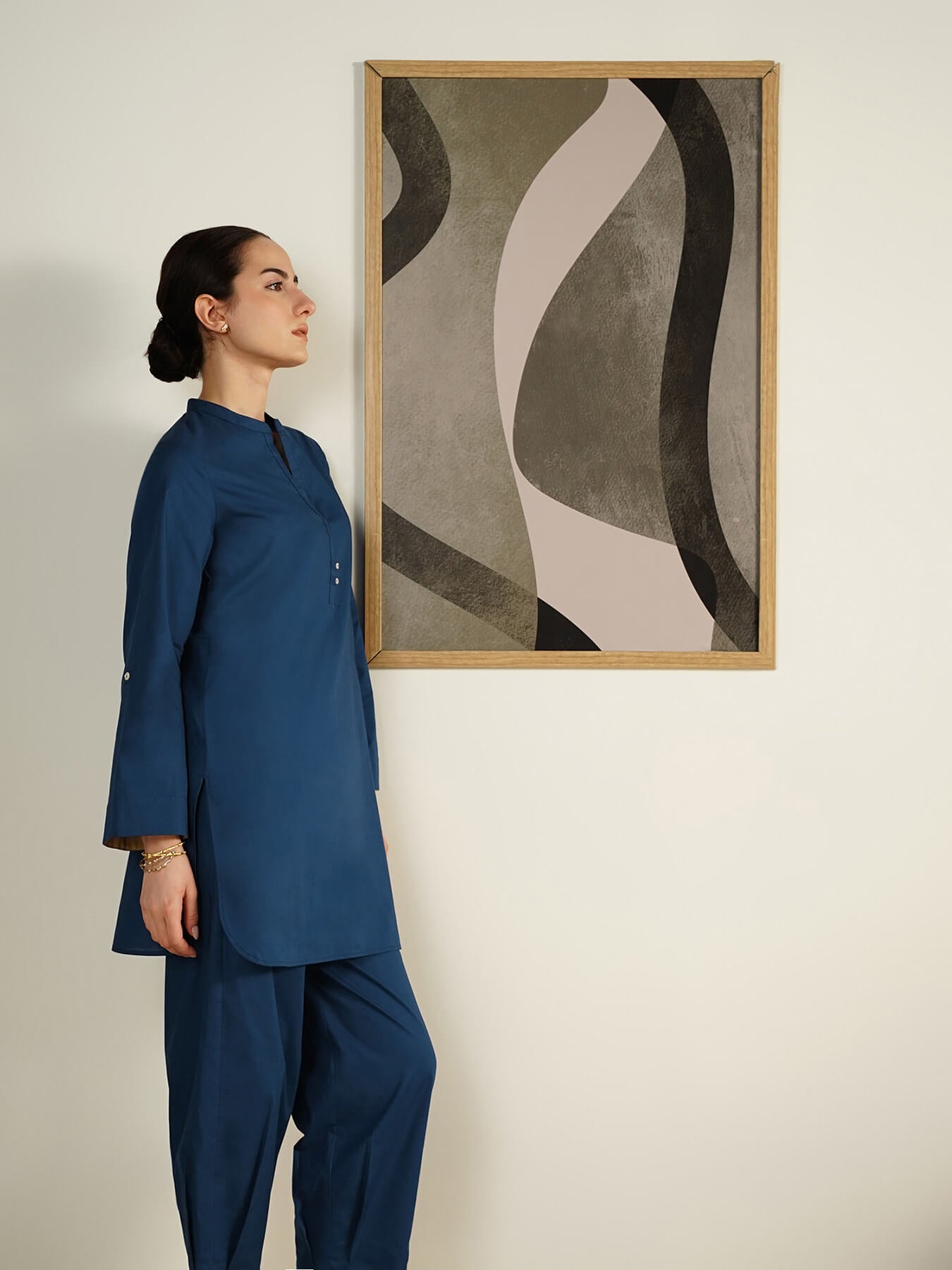 Cotton Solid Regular Fit Co-Ord Set - Blue