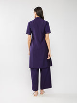 Silk Blend Colourblock Co-ord Set - Purple