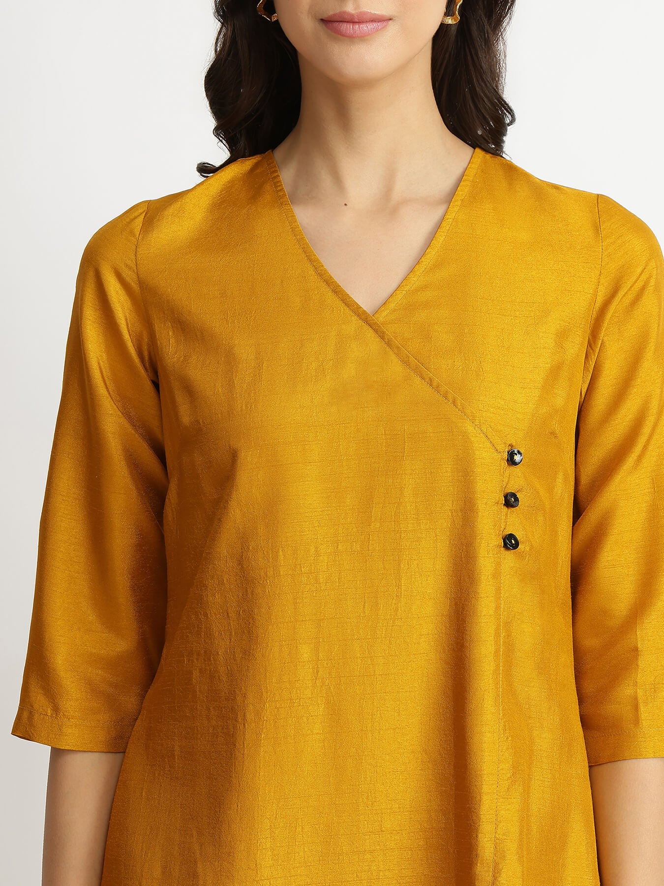 Colour Block Silk Blend A-line Dress - Yellow & Black