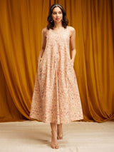 Chanderi Maxi Dress - Pink