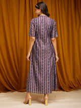 Chanderi Maxi Dress - Purple
