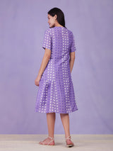 Polka Print A-Line Dress - Lilac