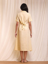 Cotton A-Line Shirt Dress - Yellow