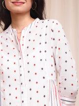 Cotton Polka A-Line Dress - White