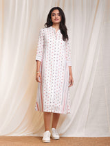 Cotton Polka A-Line Dress - White