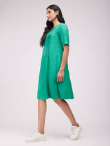 Rayon Solid Woven Dress - Green