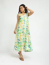 Rayon Floral A-Line Dress - Multicolour