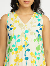 Rayon Floral A-Line Dress - Multicolour