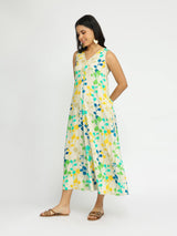 Rayon Floral A-Line Dress - Multicolour