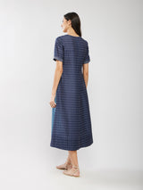 Bandhani Colourblock Dress - Blue