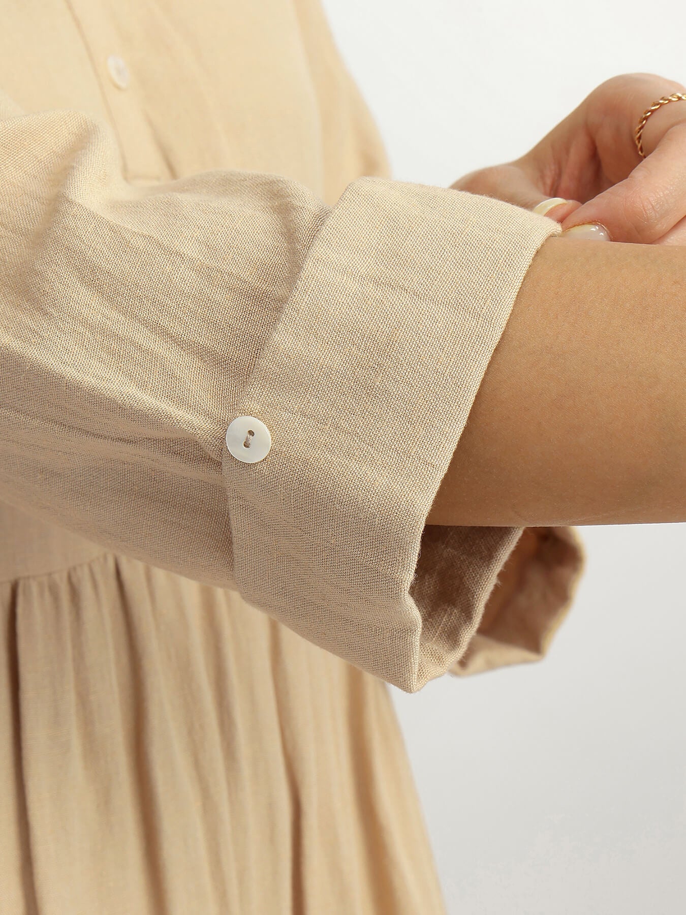 Rayon Solid Fit & Flare Dress - Khaki
