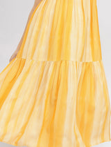 Rayon Stripe Play Tiered Dress - Yellow