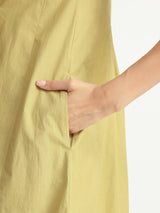 Air Loom Cotton Poplin Solid Midi Dress - Green