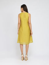 Polka Play Sleeveless A-Line Dress - Green