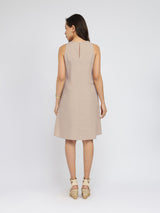 Air Loom Cotton Poplin Solid Dress - Beige