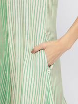 Rayon Colourblock & Striped Dress - Green