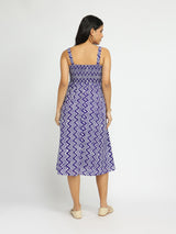 Cotton Chevron A-Line Dress - Purple