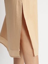 Cotton Placement Print A-Line Dress - Beige & Brown