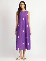 Cotton Bandhani Tie & Dye Dress - Purple