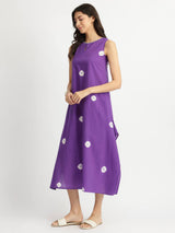 Cotton Bandhani Tie & Dye Dress - Purple