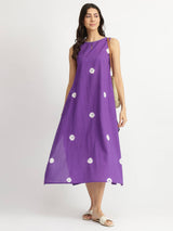 Cotton Bandhani Tie & Dye Dress - Purple