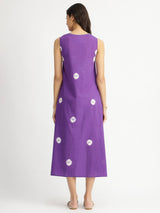 Cotton Bandhani Tie & Dye Dress - Purple