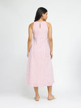 Cotton Stripe Play Dress - White & Red